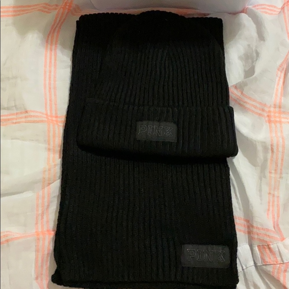 Victoria secret pink beanie and scarf